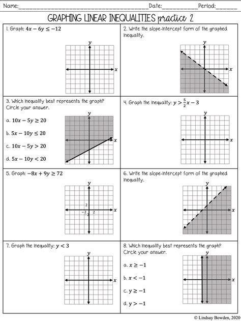 graphing linear inequalities worksheet answers